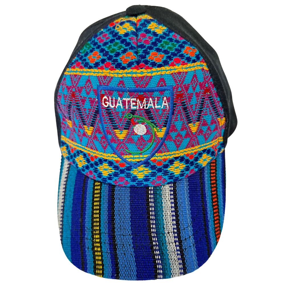 Aztec Style Pattern Hat Cap Guatemala Embroidered with Adjustable Strap
